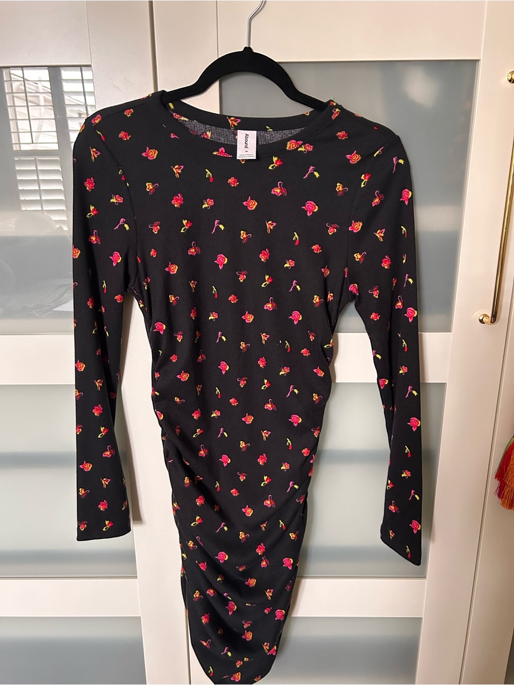 Abound Black Mini Dress with Floral Print